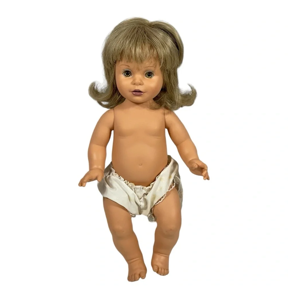 Baby So Beautiful 1995 Blonde Hair Green/Hazel Eyes Plaid Tartan Dress Doll 14”